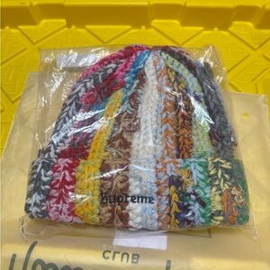 Supreme Multistripe Knit Beanie — Red, Yellow, Green, Blue, Brown